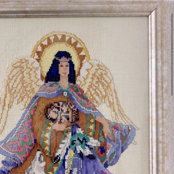 Vintage 2000 Completed Framed Angel From Heaven Cross Stitch Art - Picture 3 of 14